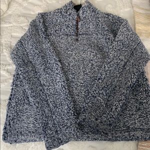 True Grit Blue Fuzzy Quarterzip Unisex size small